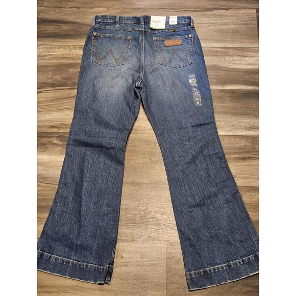 Wrangler Denim - Wrangler Womens 32x32 Denim The Green Jean Trouser High Rise Flare Wide Leg Blue